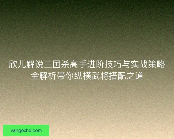 欣儿解说三国杀高手进阶技巧与实战策略全解析带你纵横武将搭配之道