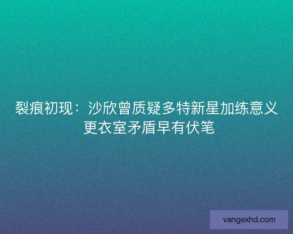 裂痕初现：沙欣曾质疑多特新星加练意义 更衣室矛盾早有伏笔